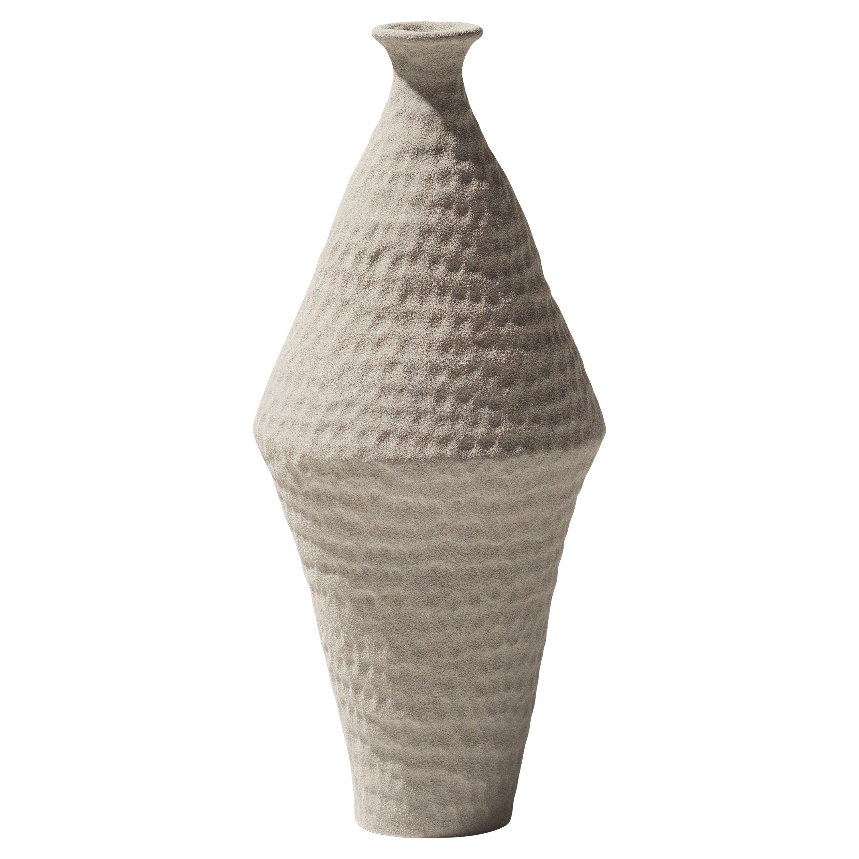 Hellgraue, matte Vase des 21. Jahrhunderts von Ceramica Gatti, Designer A. Anastasio