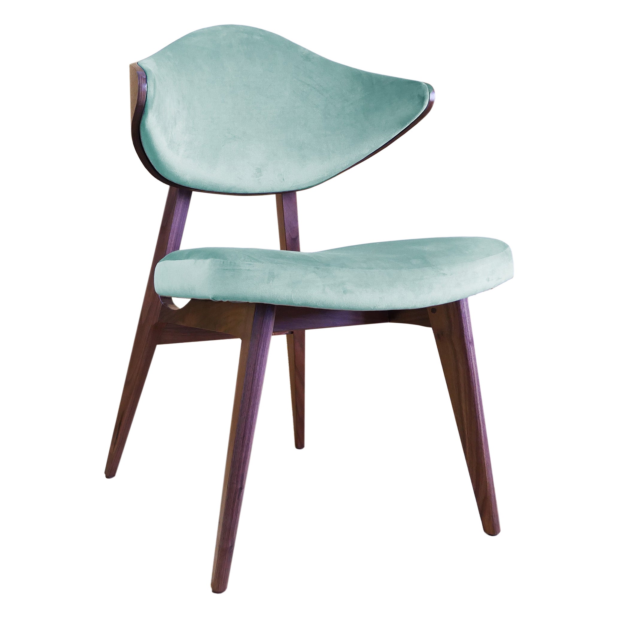 Contemporary  dining chair velvet upholstered chair designed by Sergio Prieto For Sale