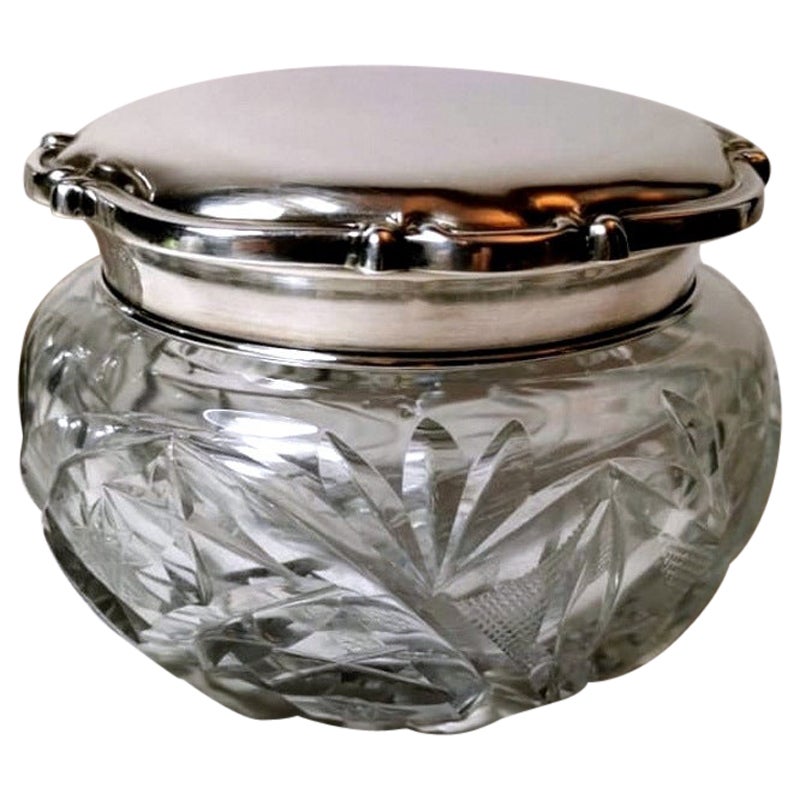 Spanish Toilet Box in Ground Crystal and Sterling Silver