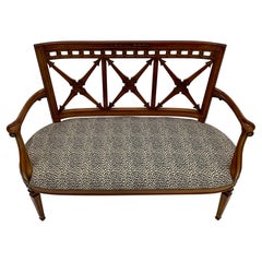 Gorgeous Italian Neoclassical Style Carved Fruitwood Loveseat Bench with Arrows