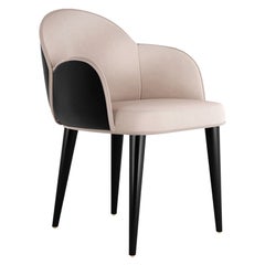 Contemporary Pink and Black Velvet Dining Chair mit schwarzen Beinen
