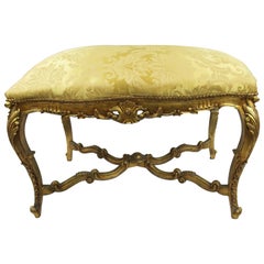 Vintage Louis XV Giltwood Upholstered Window Seat