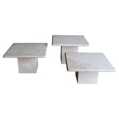 Vintage Set of Travertine Nesting Tables from France, Circa 1970