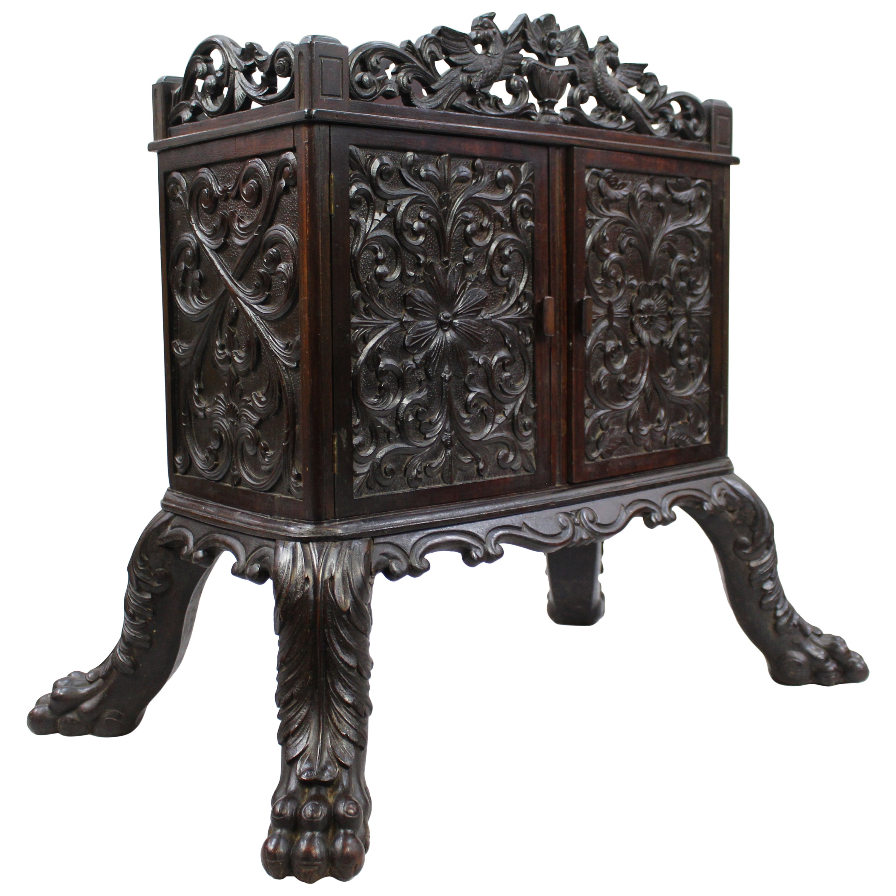 Fine Carved Early 19th C. Chinese Cabinet For Sale