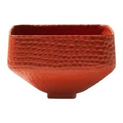 21st Century Red Matt Hammered Bowl by Ceramica Gatti, designer A. Anastasio