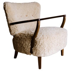 Vintage Sheepskin Lounge Chair from Denmark, circa 1950