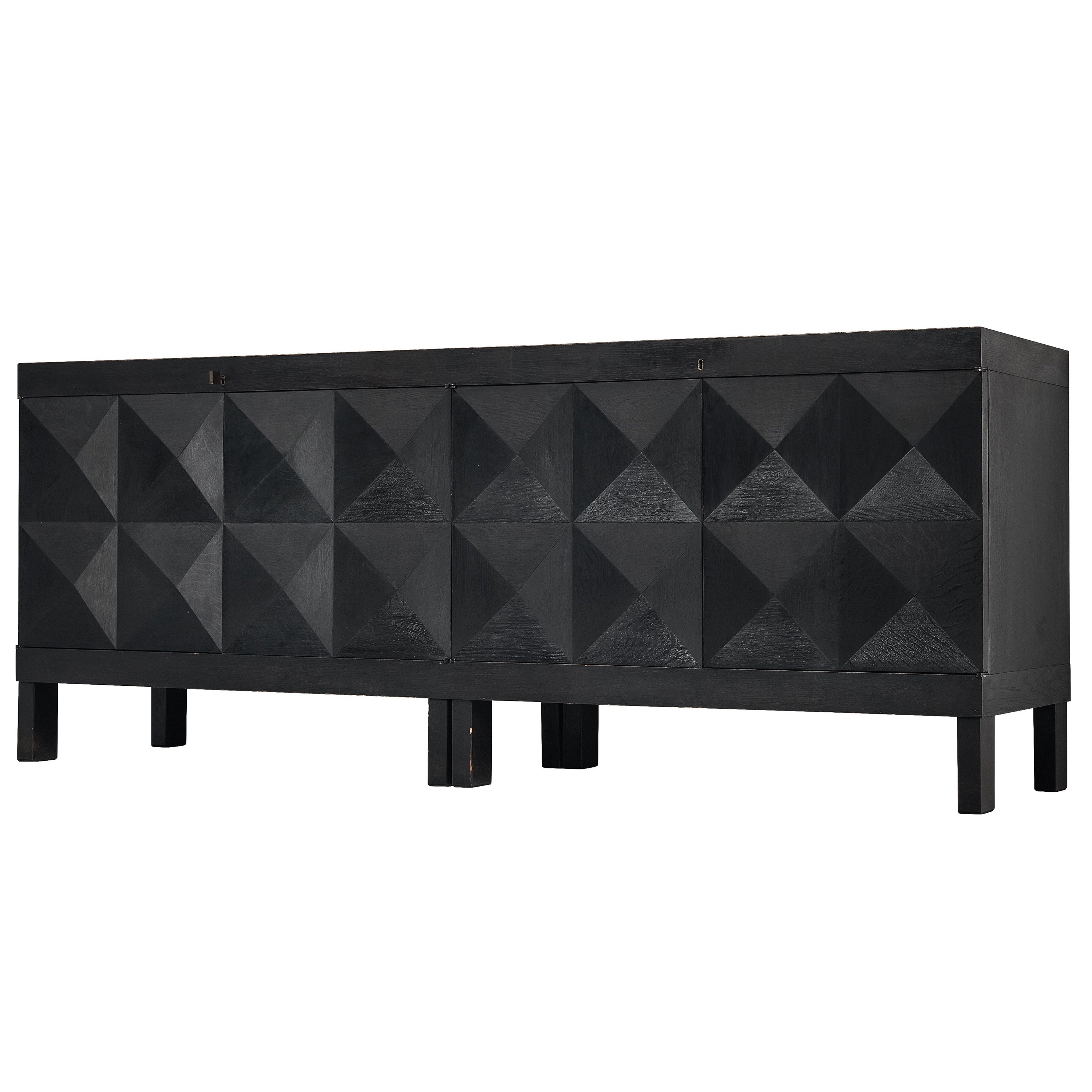 Belgian Sideboard in Black Stained Oak with Graphical Doors