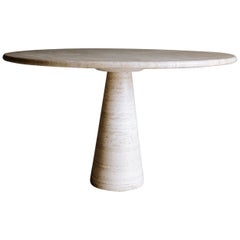 Vintage Travertine Dining Table by Up & Up, Circa 1979