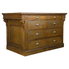 Carved Oak Shop Counter Drawers Circa 1910