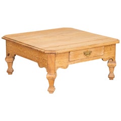 Antique Scrubbed Oak French Coffee Table With Two Drawers