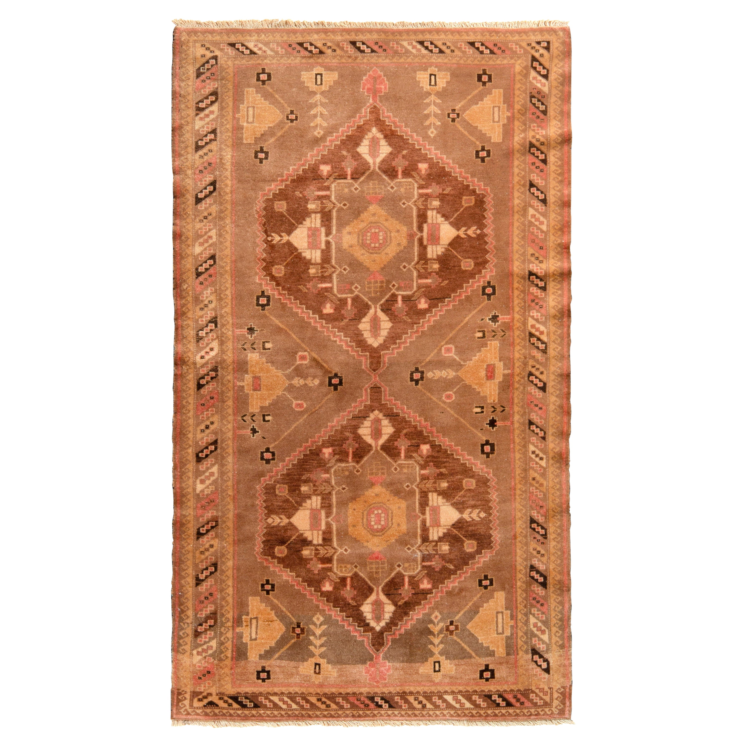 Antique Oushak Runner in Brown with Medallion Patterns by Rug & Kilim