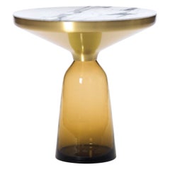ClassiCon Bell Side Table Brass and Topaz Yellow with Marble Sebastian Herkner