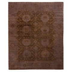 Rug & Kilim’s Transitional Style Rug in All over Brown, Purple Floral Pattern