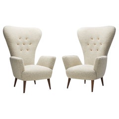 Pair of Italian Modern High Back Chairs by Paolo Buffa (attr.), Italy 1950s