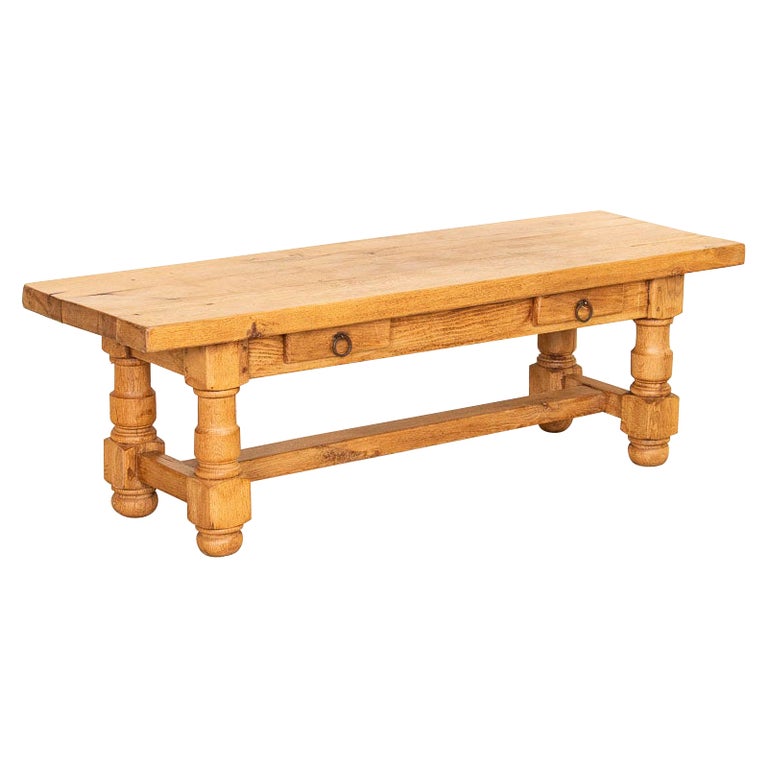 Antique Oak Narrow Coffee Table with Two Drawers at 1stDibs narrow