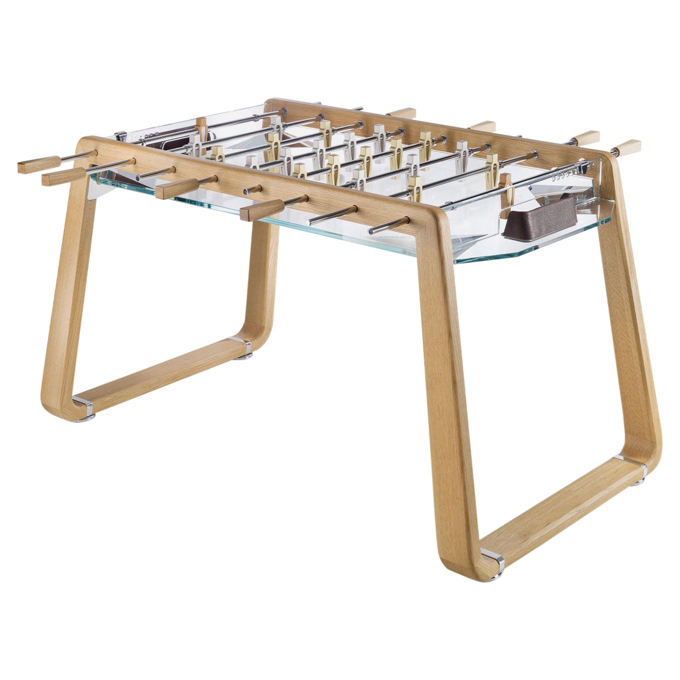 Modern Natural Wood and Glass Foosball Table by Impatia