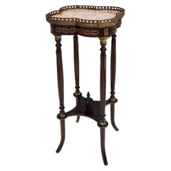 Vintage Ebonized Beech Gueridon with a Broccatello Marble Top, Italy