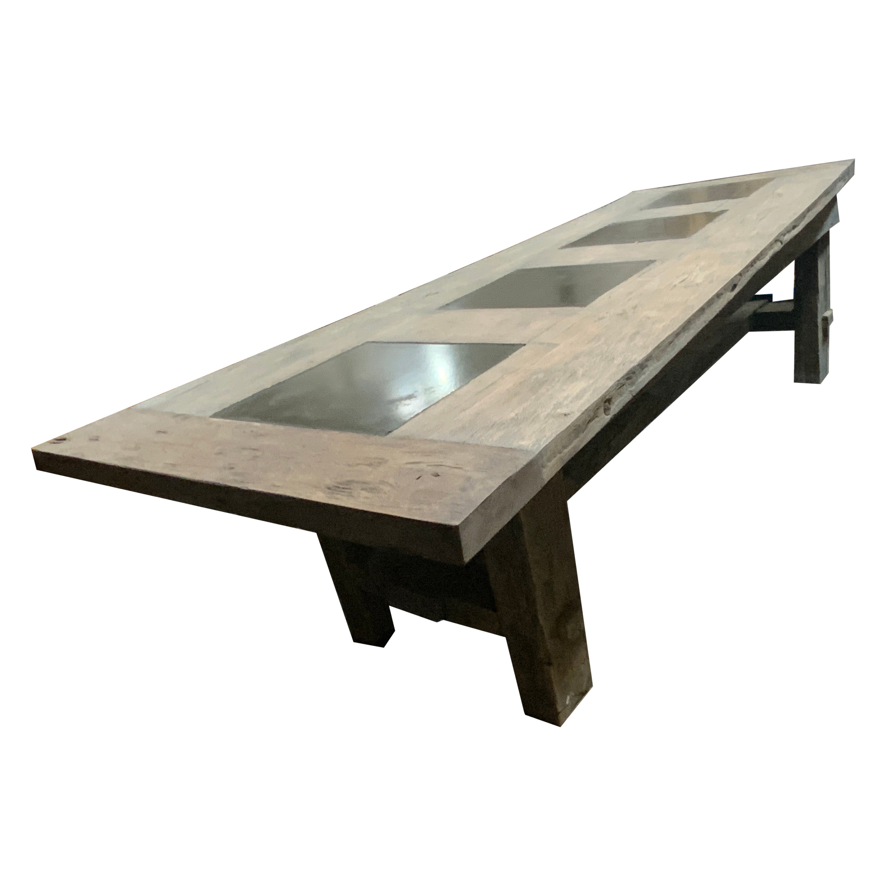 Contemporary Table with Bluestone Accents For Sale