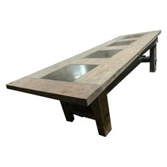 Contemporary Table with Bluestone Accents