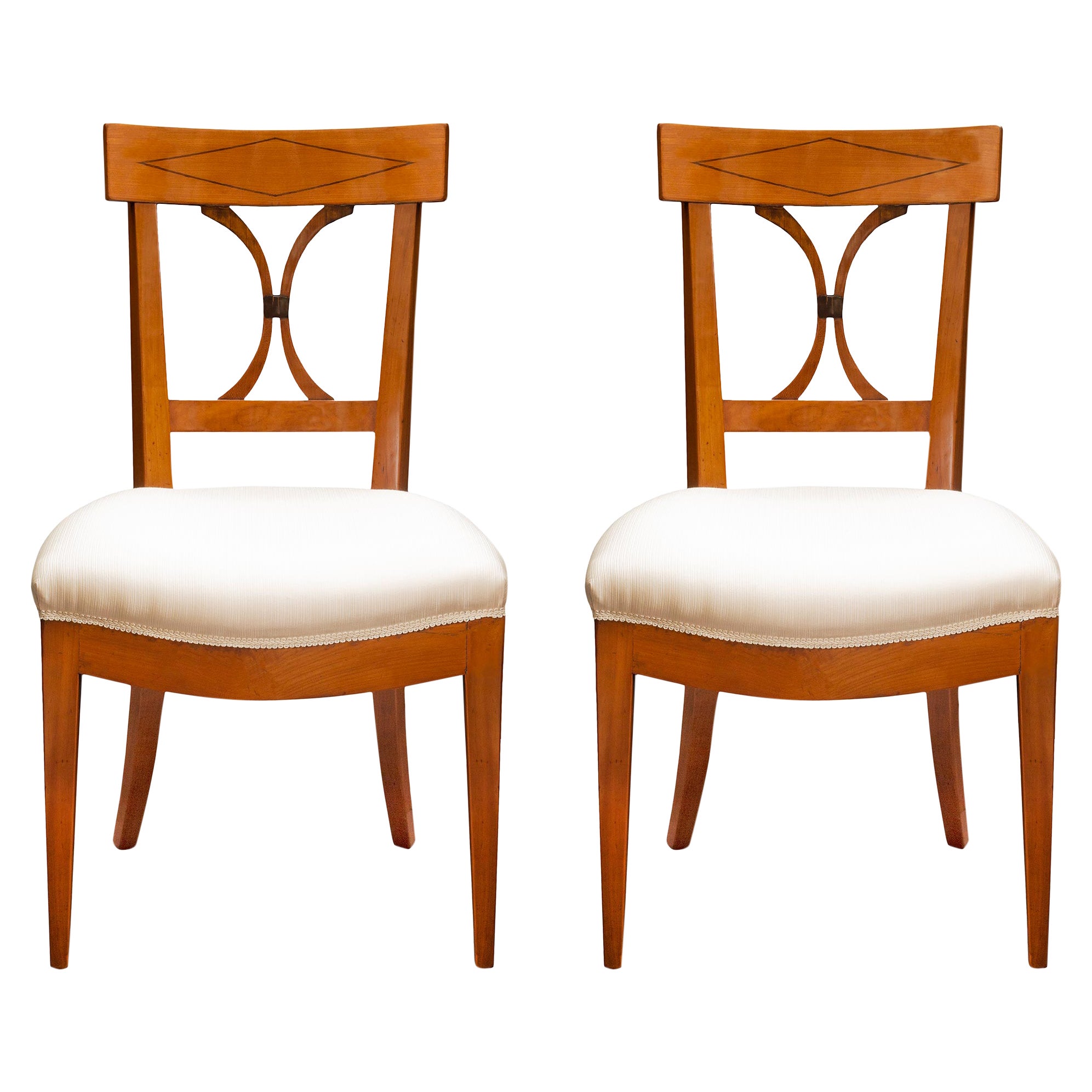 Pair of 19th Century French Directoire Style Cherrywood Chairs For Sale