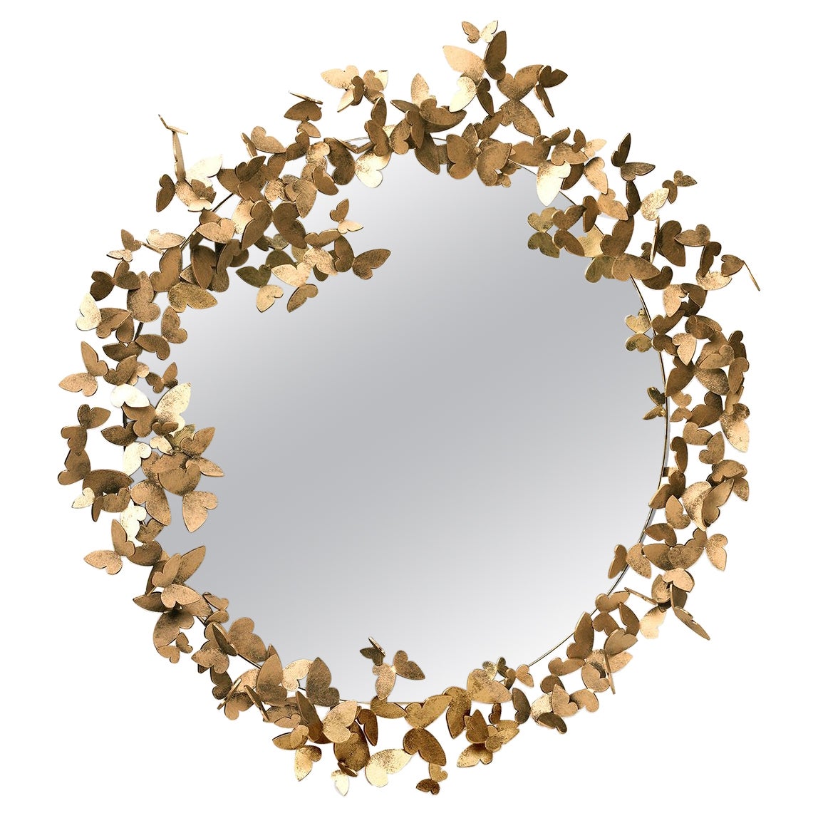 Butterfly Mirror in Aged Gold For Sale