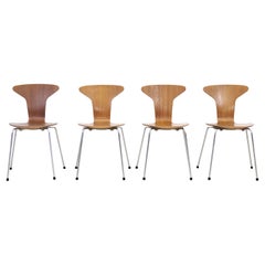 Set of 4 Arne Jacobsen Mosquito Chairs Model 3105 in Teak by Fritz Hansen, 1967