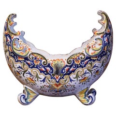 19th Century French Hand Painted Faience Jardinière from Normandy