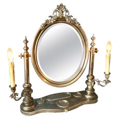 Antique Continental Silvered Vanity Mirror