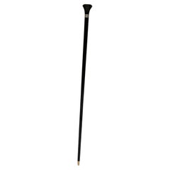 1930s Italian Silver Knob Ebonized Walking Cane Stick 