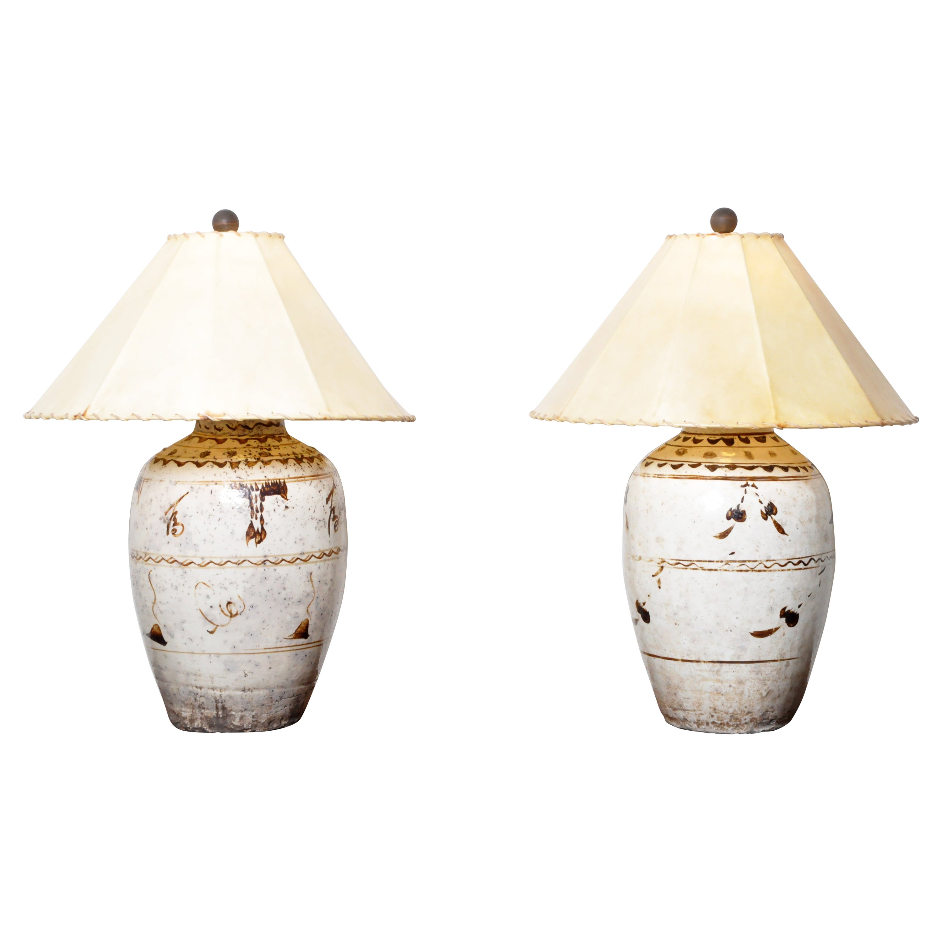 Pair of Cizhou Liqour Jar Lamps