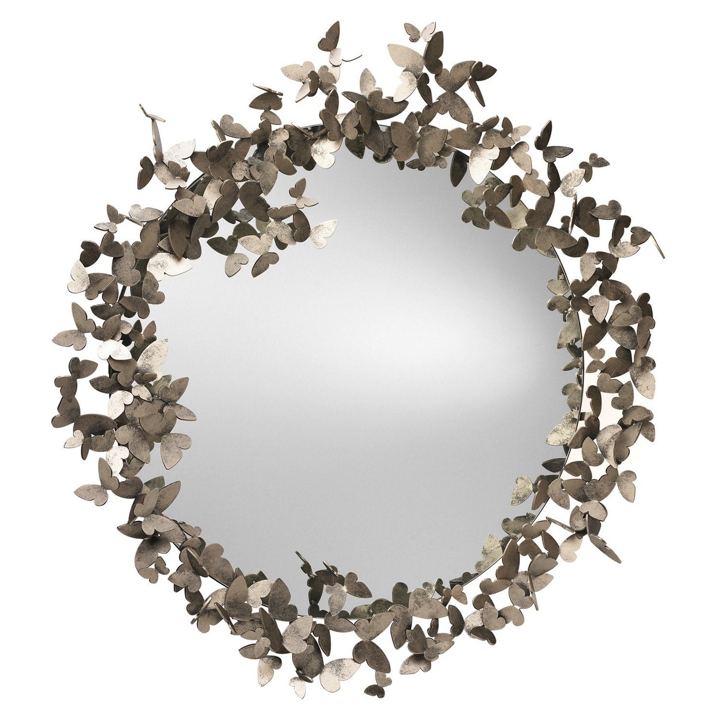 Butterfly Mirror in Aged Silver