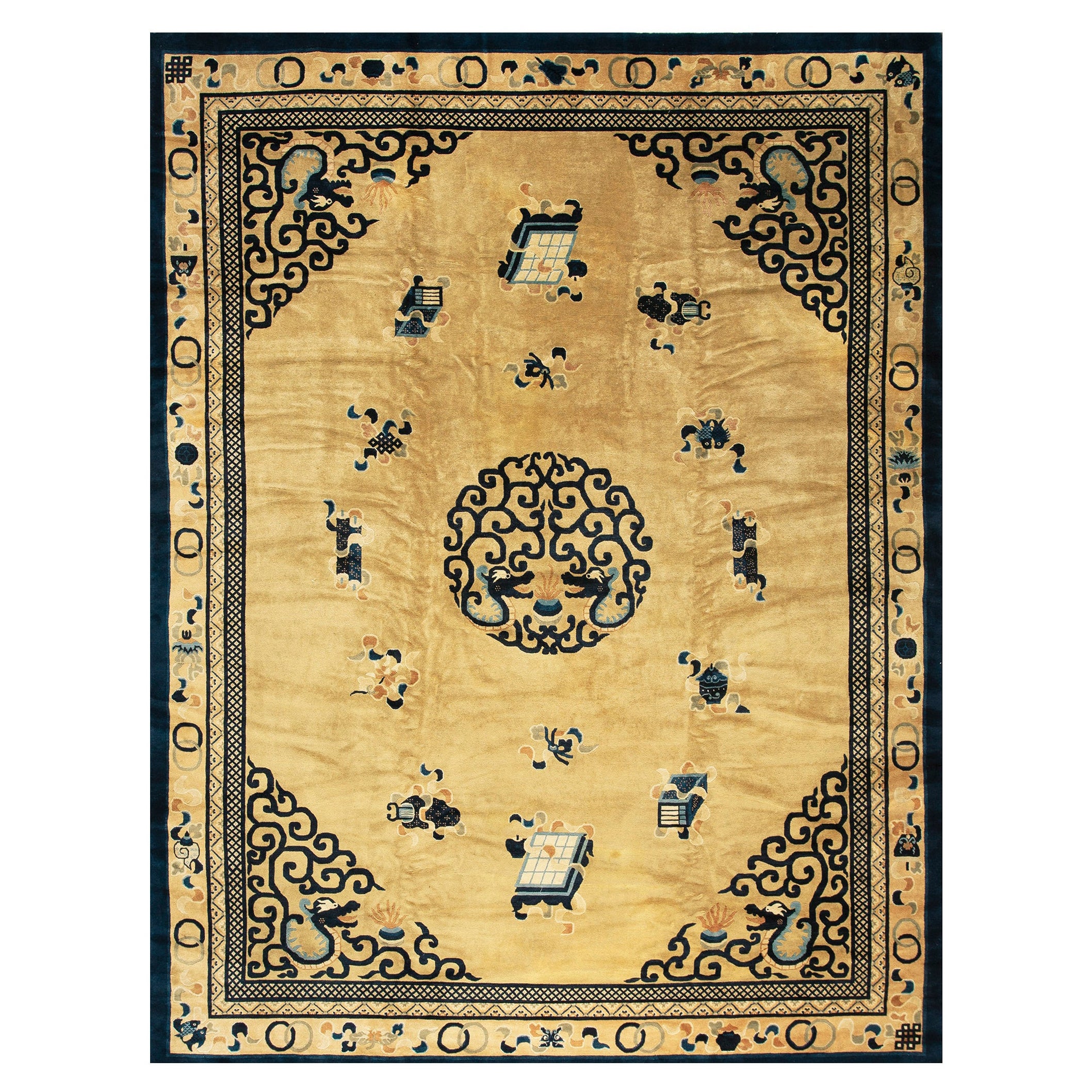 Vintage 1980s Chinese Peking Carpet ( 8'10" x 12' - 270 x 365 )