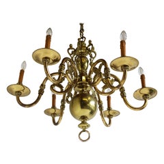 Antique Flemish Chandelier Georgian Style 19th Century Solid Brass Classic Lamp
