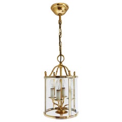 Signed Gilt Brass and Glass Lantern by Gaetano Sciolari Italian Empire Style