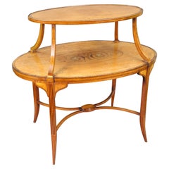 Elegant Inlaid Satinwood Étagère Two Tier Table c.1890