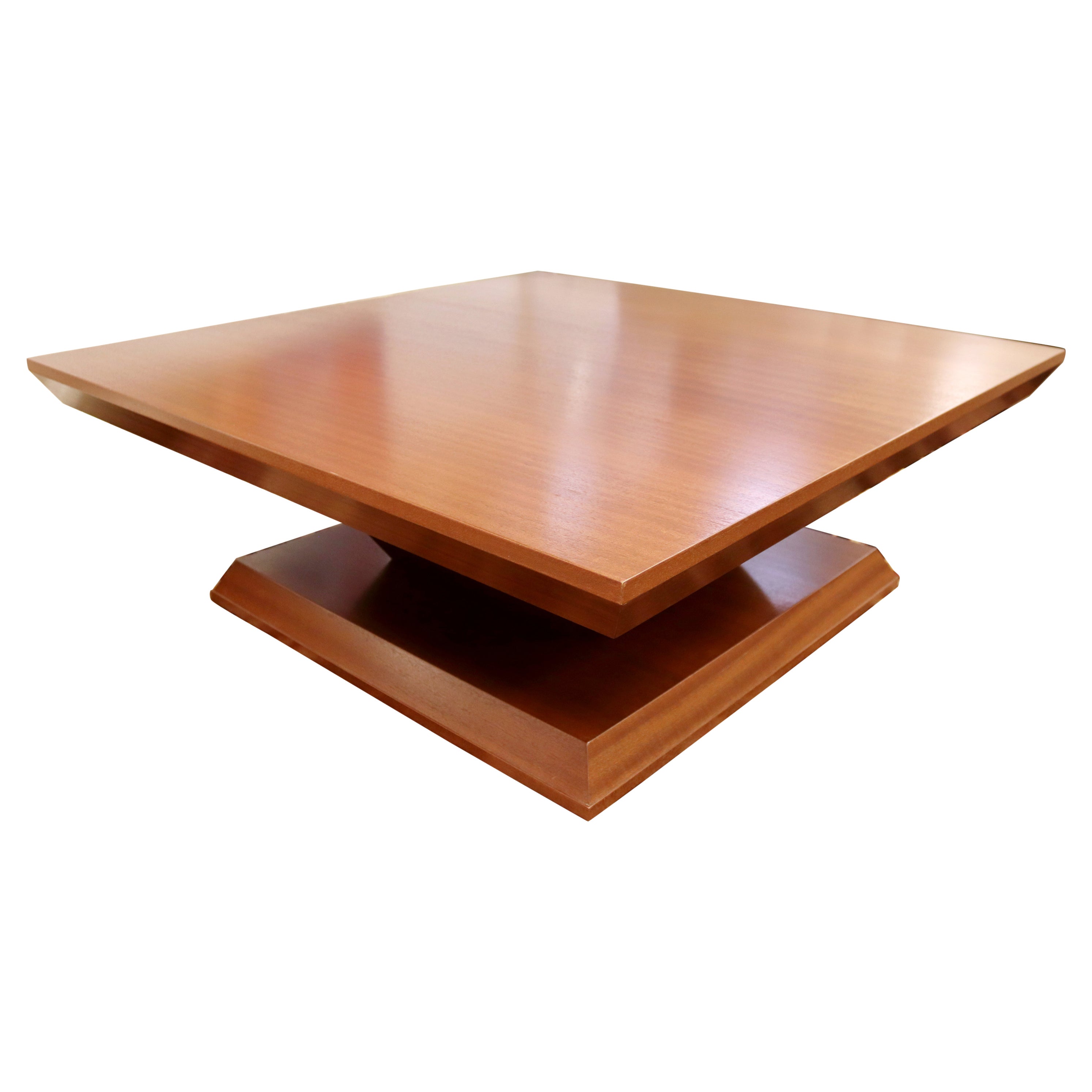 Contemporary Post Modern Square African Mahogany Coffee Table, 1990s