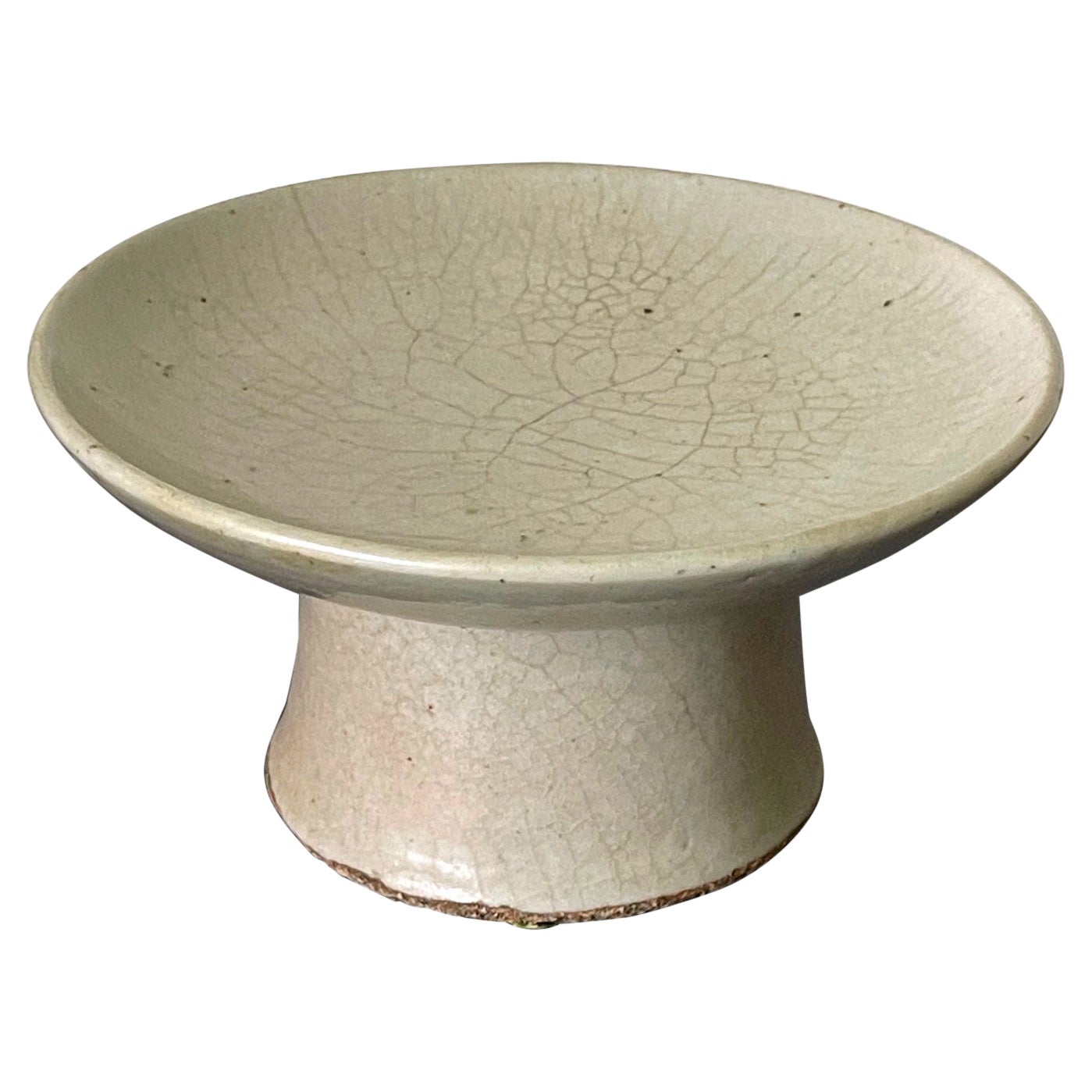 Korean White Ceramic Stem Dish Joseon Dynasty