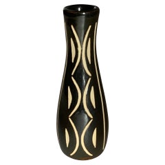 Black and Cream Decorative Design Vase, East Germany, Mid Century