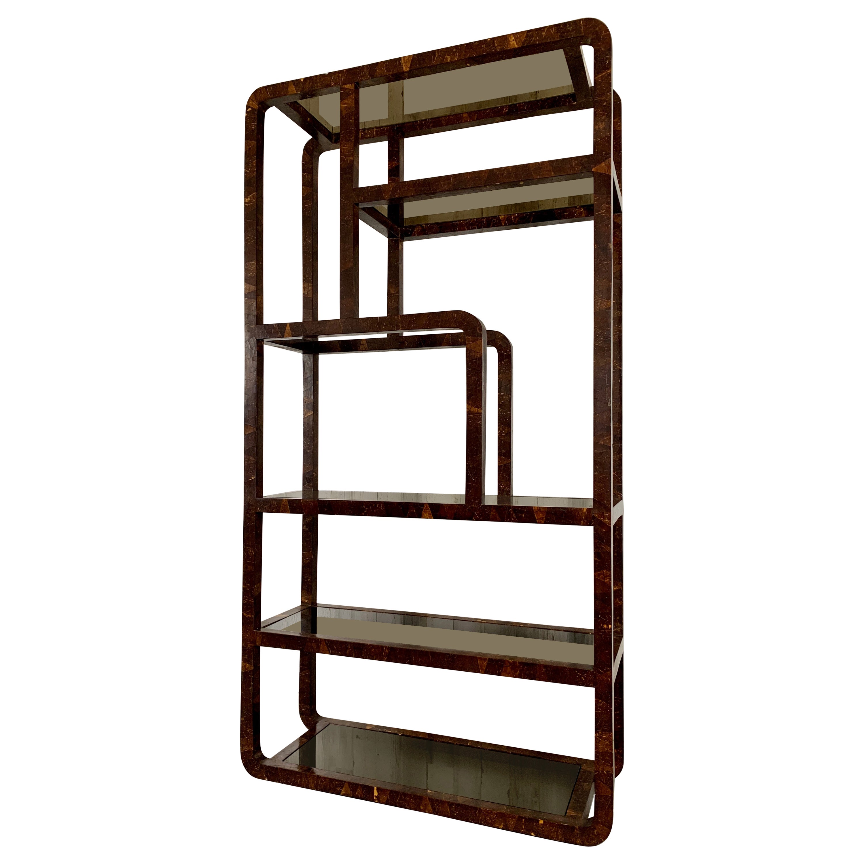 Tessellated Coconut Shell Wrapped Etagere, 1980's