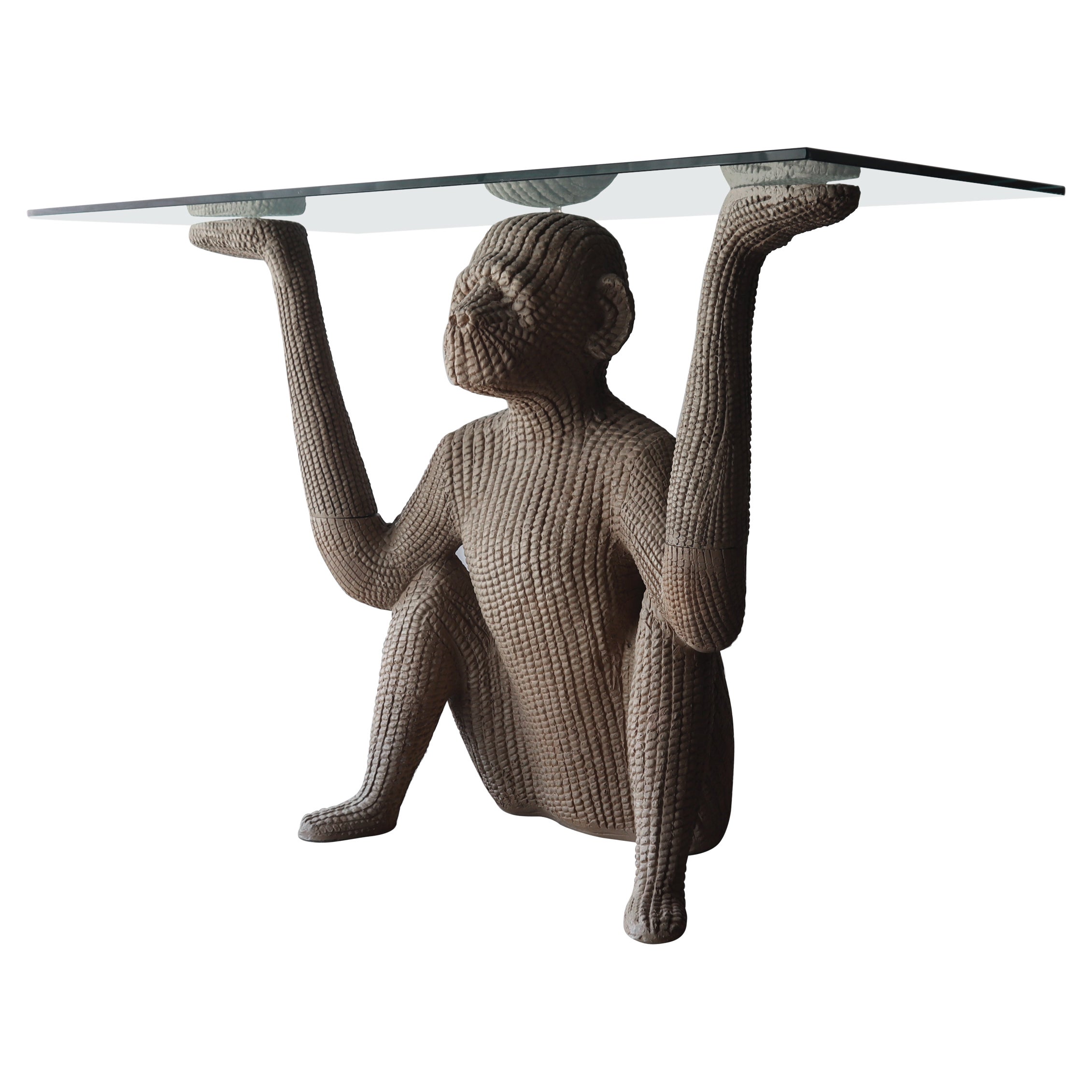 Vintage Sculptural Monkey Console Table