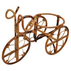 Retro Tricycle Bohemian Chic Bamboo & Cane Handmade Decorative Plant Stand 70