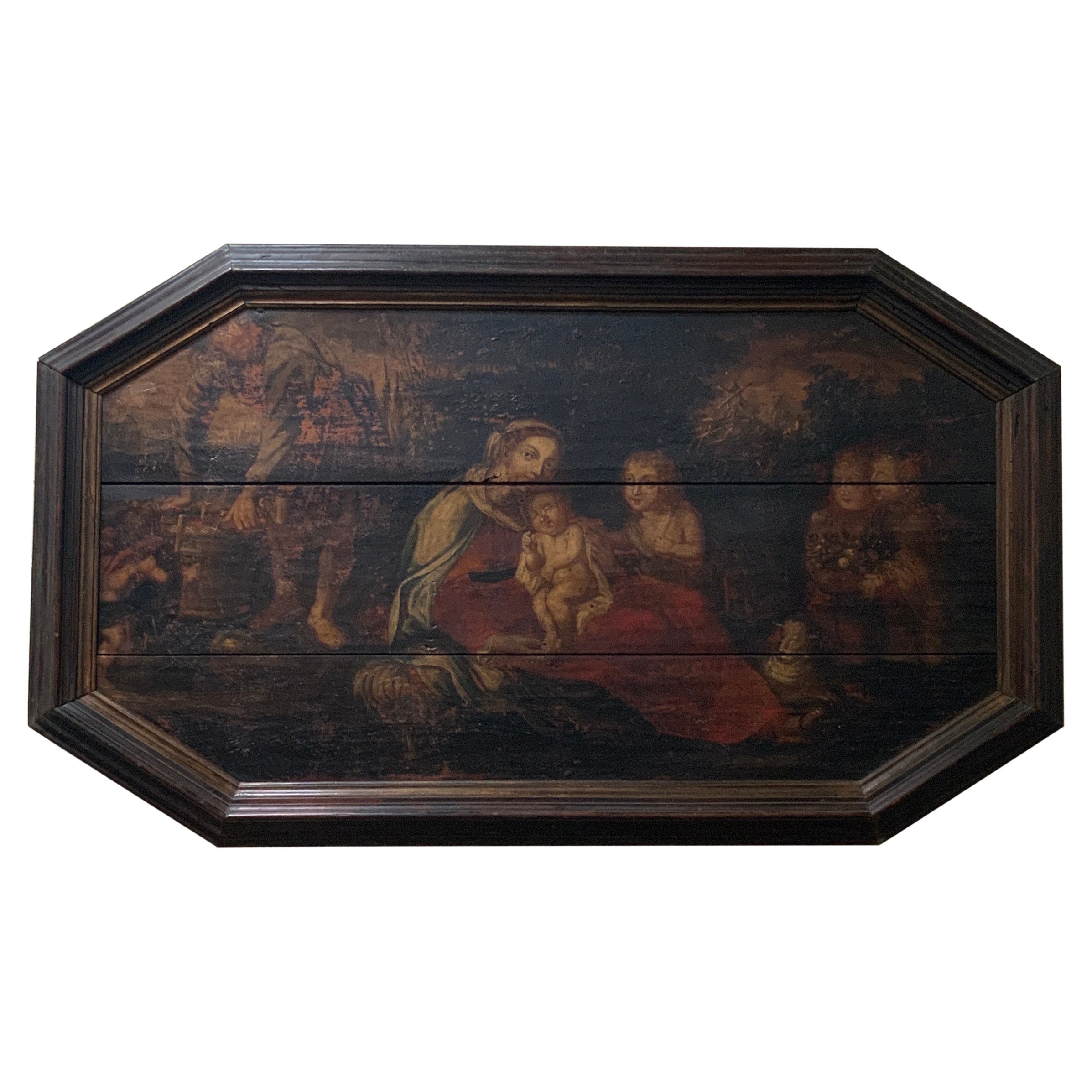 15th Century Oil Painting on Board For Sale