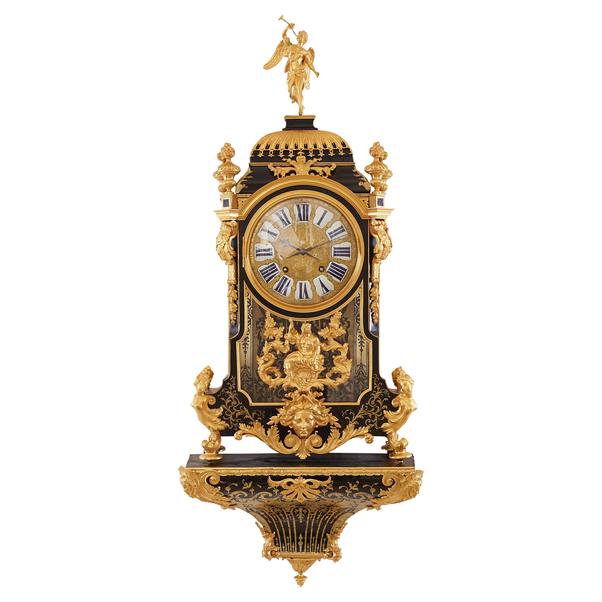 Louis XIV Boulle style clock large French gilt bronze bracket