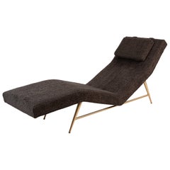 Milo Baughman Thayer Coggin Chaise Lounge in Faux Sheepskin