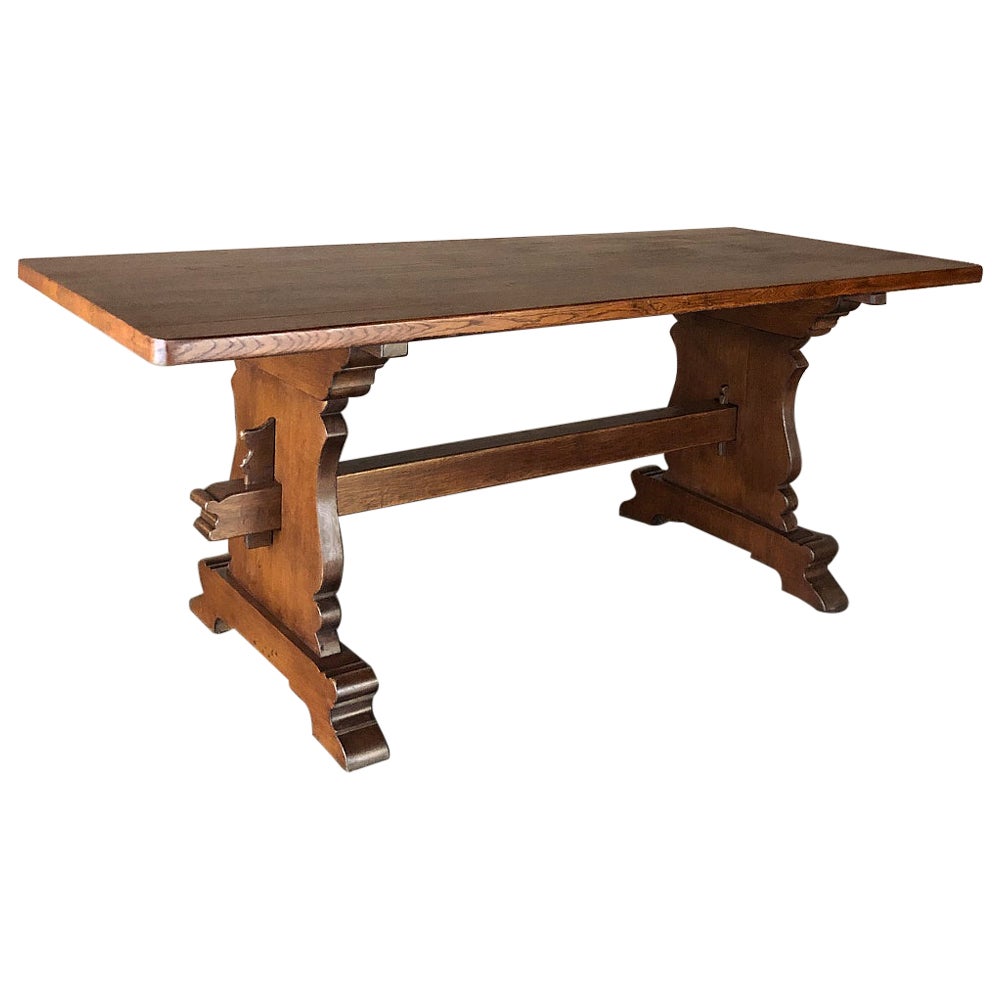 Antique Rustic Stripped Sycamore Trestle Table at 1stDibs