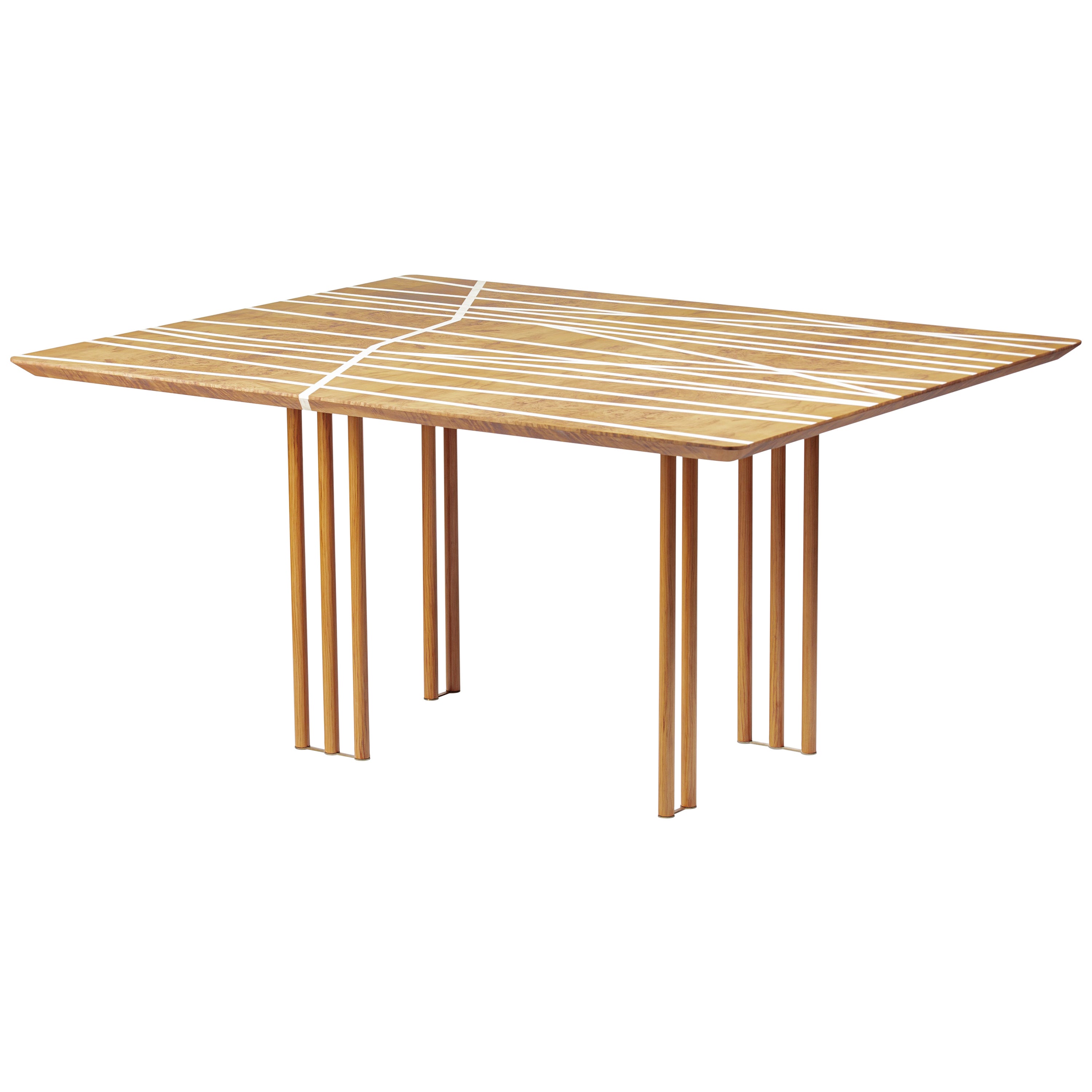 21st Century Foresta Table, Myrtle Burl, White Maple, Cedar Legs, Made in Italy For Sale
