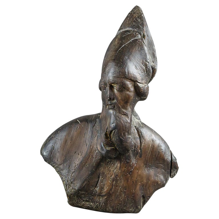 Large Late 17th Century Portrait Bust Carving of a Bishop at 1stDibs
