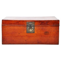 Antique Leather Box with Red Lacquer
