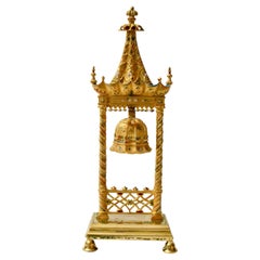 Antique Empire Gilt Bronze Bell In the shape of a Chinese Miniature Pagoda Bell Tower