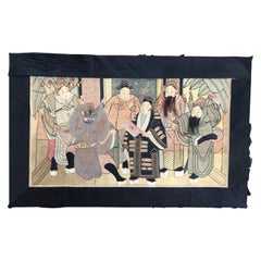 Wonderful Antique Chinese Pictural Embroidery with Silk and Metal